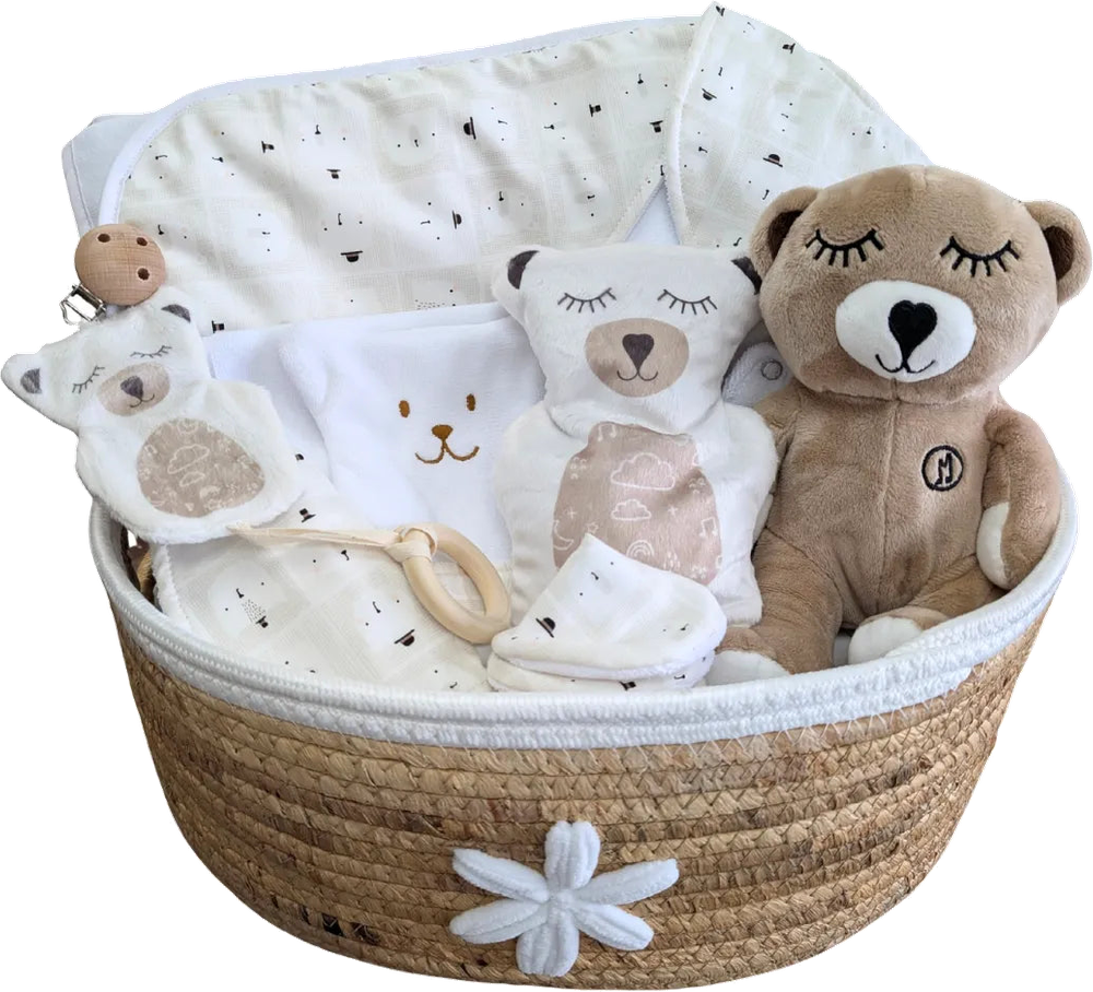 Ensemble cadeau Béké-Bobo dans son panier, prêt à offrir